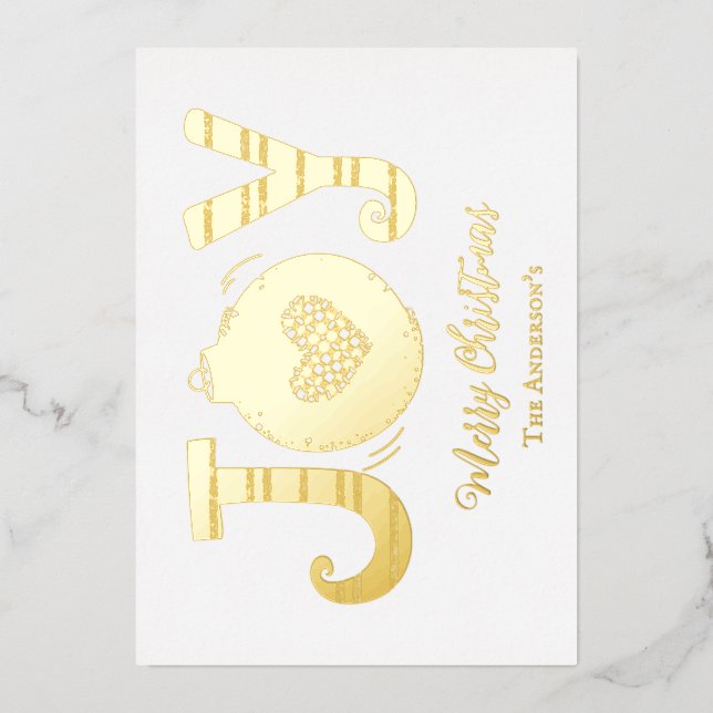 Joy Silver Gold Rose Gold Foil Christmas Card (Front)