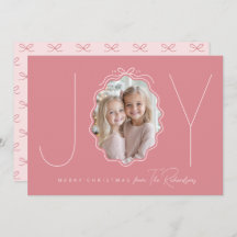 JOY Simple Bow Wavy Photo Christmas