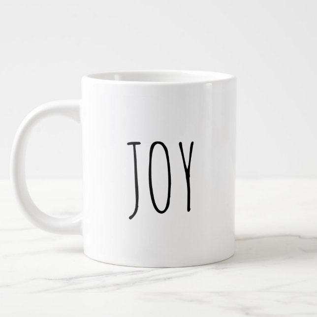 "Joy" Simple Modern Farmhouse Large Coffee Mug (Left)