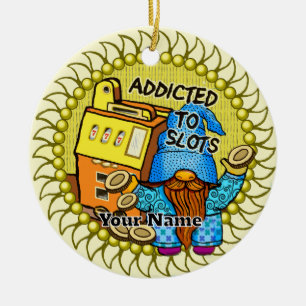 Joy slots gnome ceramic ornament