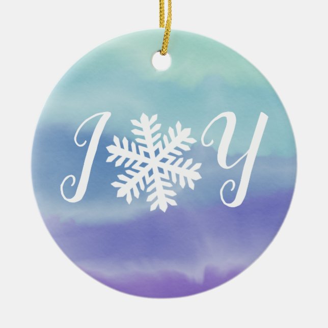 Joy Snowflake Ceramic Ornament (Front)