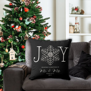 Joy Snowflake First Christmas as Mr & Mrs Cushion