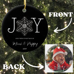 Joy Snowflake Our First Christmas as Grandparents Ceramic Ornament<br><div class="desc">Joy Snowflake Our First Christmas as Grandparents Ceramic Ornament. Embrace the magic of your first Christmas as grandparents with our 'Joy Snowflake Our First Christmas as Grandparents' Ceramic Ornament. Customise it with your special titles, add a cherished photo on the back, and create a gift that encapsulates the love and...</div>