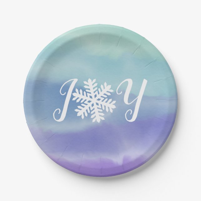 Joy Snowflake Paper Plate (Front)