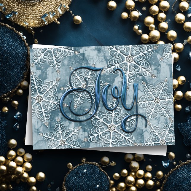 Joy Snowflakes Blue Holiday Card (Creator Uploaded)