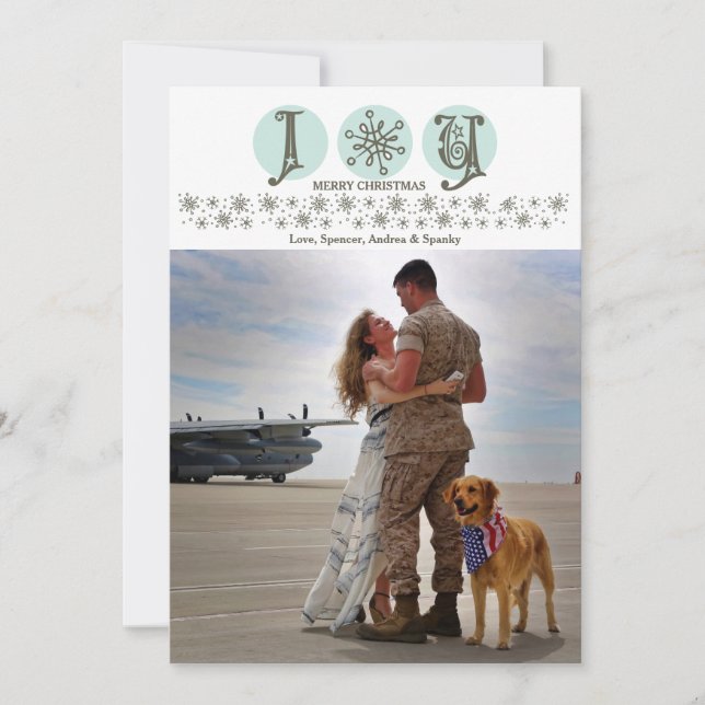 Joy Snowflakes Photo Holiday Card (Front)