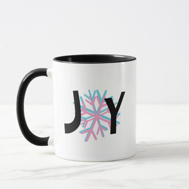 Joy Snowflakes Pink Blue 3D Mug (Left)