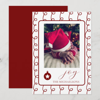 Joy Squiggle Stripes Newborn Photo Christmas Holiday Card