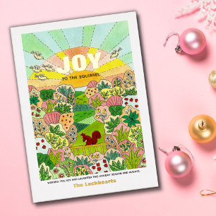 Joy Squirrel Non-Traditional Foil Holiday Card