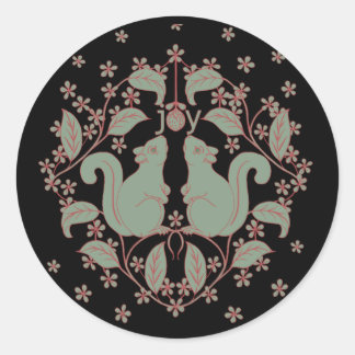 Joy Squirrels with Flowers Animal Art Gift Tag