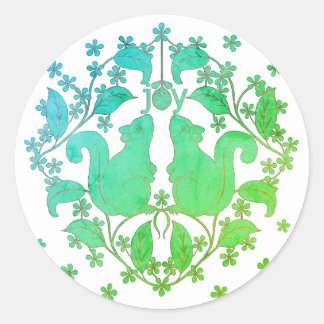 Joy Squirrels with Flowers Animal Art Sticker