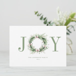 Joy Sweet Watercolor Wreath Christmas Card