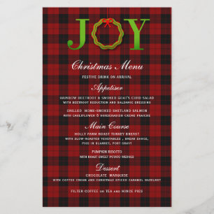 JOY TARTAN CHRISTMAS WREATH   CHRISTMAS MENU