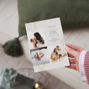 Joy Teal Birth Announcement Gold Foil Holiday