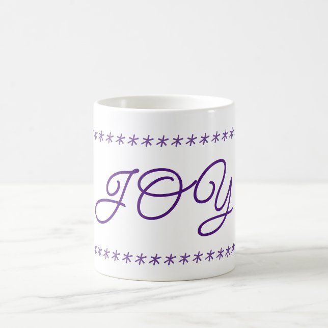 Joy text and snowflakes stars coffee mug (Center)