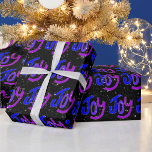 Joy Text with Snowflakes Wrapping Paper