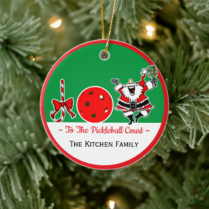 Joy to the Pickleball Court Santa Personalized Ceramic Ornament
