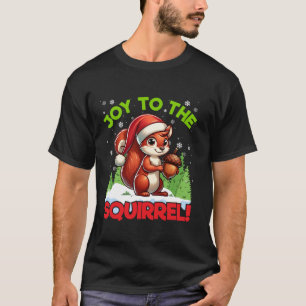 Joy to the Squirrel Christmas Santa Hat Lights Aco T-Shirt