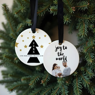 Joy To The Word   Bold Modern Minimalistic Photo Ornament