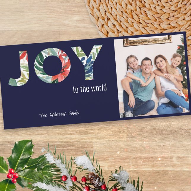 Joy To The World 1 Photo Modern Christmas Card (Creator Uploaded)