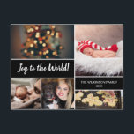 Joy to the World 2019 Baby Announcement Christmas<br><div class="desc">Your beautiful family and baby's photos deserve to be shared during this time of year as you send warm wishes. Especially it being baby's first Christmas, "Joy to the World" indeed. Announce the birth of your baby and greet family and friends with this collage photo Christmas Postcard. Customize this modern...</div>