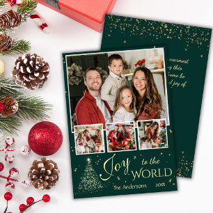 Joy to the world 4 photo collage cute Christmas  Holiday Card