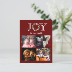 Joy to the World 4 Photos Personalised Budget Holiday Postcard