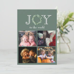 Joy to the World 4 Photos Personalised Holiday Card