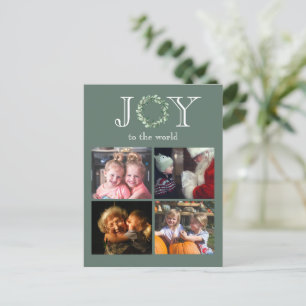 Joy to the World 4 Photos Personalised Holiday Postcard