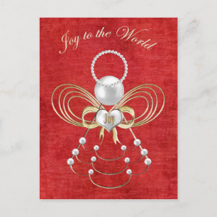 Joy to the World - Angel of Joy - Red Holiday Postcard
