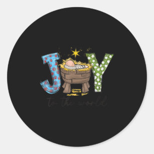 Joy To The World Baby Jesus Christmas Nativity Sce Classic Round Sticker
