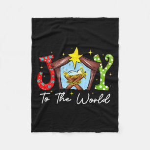 Joy To The World Baby Jesus Christmas Nativity Sce Fleece Blanket
