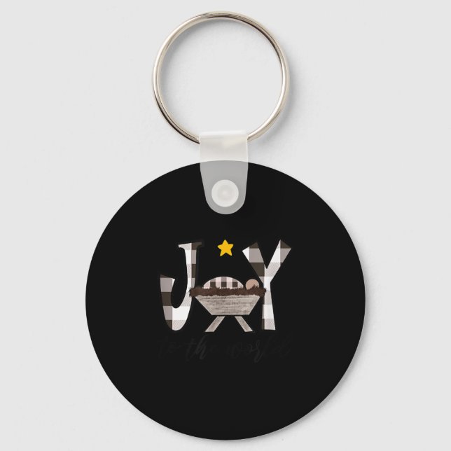 Joy To The World Baby Jesus In The Manger Christma Key Ring (Front)