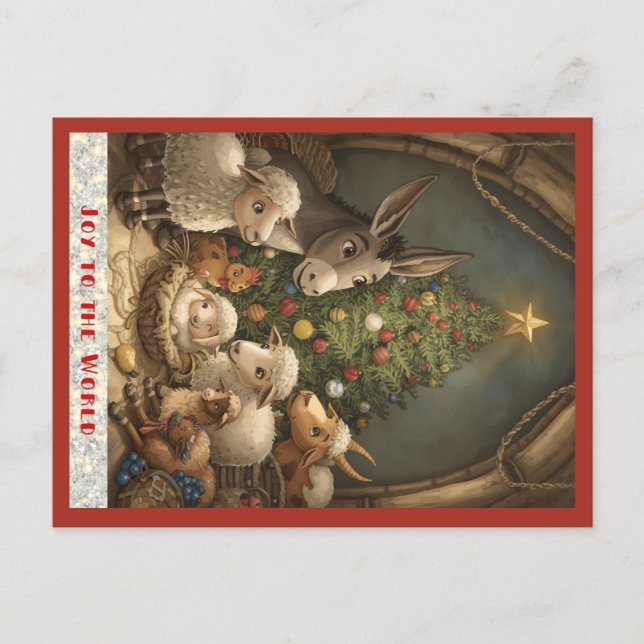 Joy to the World Barnyard Animals Postcard (Front)