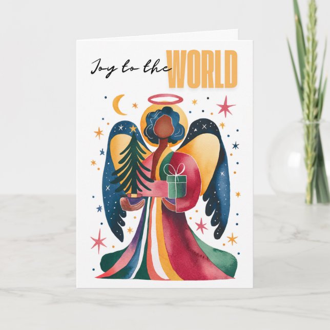 Joy to the World | Black Christmas Card (Front)