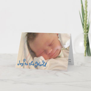 Joy to the world blue snowflake christmas photo holiday card