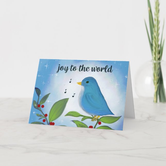Joy to the World Bluebird Holiday Card (Front)