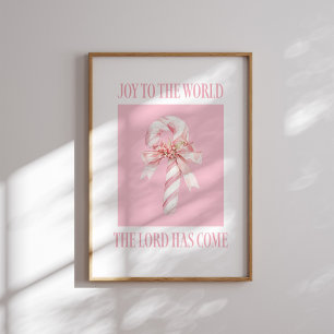 Joy to the World Candy Cane Christmas Poster