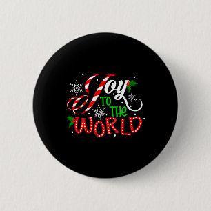 Joy To The World Candy Cane Christmas Pyjamas Xmas 6 Cm Round Badge