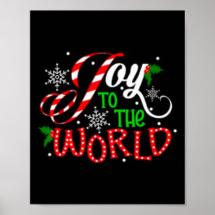 Joy To The World Candy Cane Christmas Pyjamas Xmas Poster