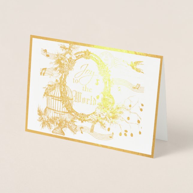 Joy to the world cardinal foil Christmas Card (Front)