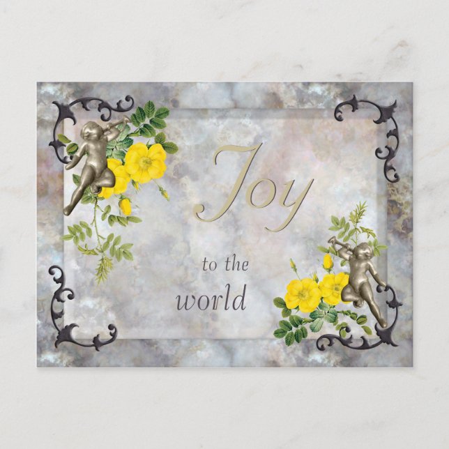 Joy to the world CC0860 Marble stone collage Holiday Postcard (Front)