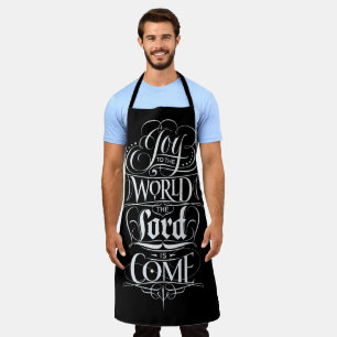 Joy to the World Chalkboard Christian Calligraphy Apron