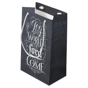 Joy to the World Chalkboard Christian Calligraphy Small Gift Bag