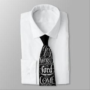 Joy to the World Chalkboard Christian Calligraphy Tie
