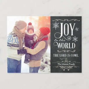 Joy to the World Chalkboard Christmas Postcard