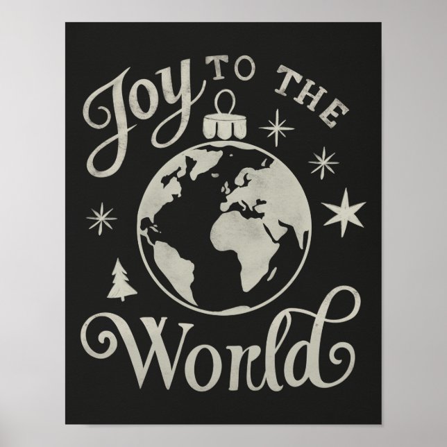 Joy to the World Chalkboard Globe Poster (Front)