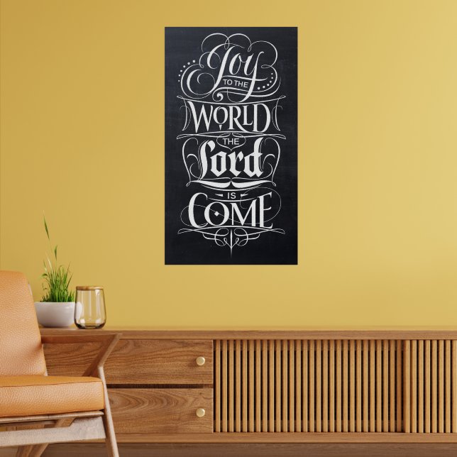 Joy to the World Christian Christmas Black Chalk Poster (Living Room 2)