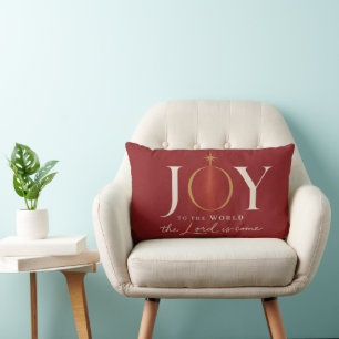 JOY TO THE WORLD   Christian Christmas Lumbar Cushion
