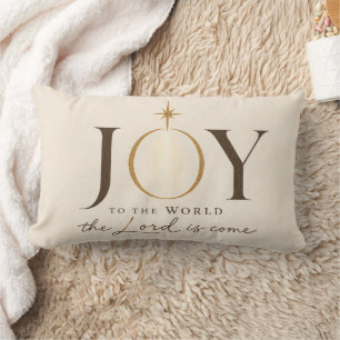 JOY TO THE WORLD   Christian Christmas Lumbar Cushion